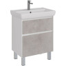 Тумба LEMARK COMBI 70 см под раковину, подвесная/напольная, 2 ящика, фасад Бетон, корпус белый глянец LM03C70T-Beton